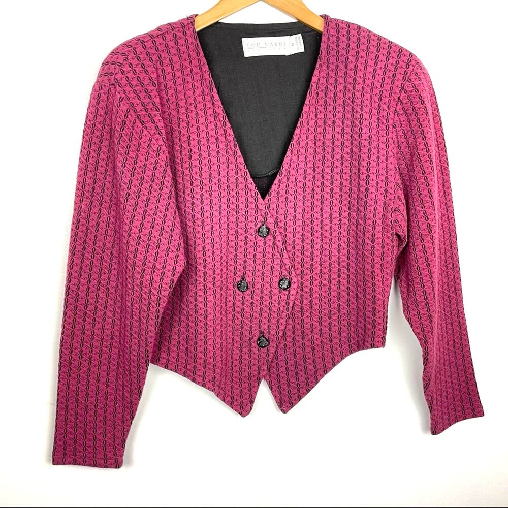 Vintage | Pink and Black Blouse Statement Top Button Front